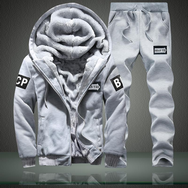Plus Size 8XL Men's Casual Sportwears Sets Tracksuit Thick Winter Autumn Printed Sports Suit Loose Hooded Hoodies Long Pant Two Piece Men