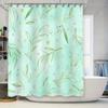 Watercolor Leaf Shower CurtainGreen Floral Pattern for Bathroom Decor Waterproof Fabric Shrinkproof Liner Mint Green Color