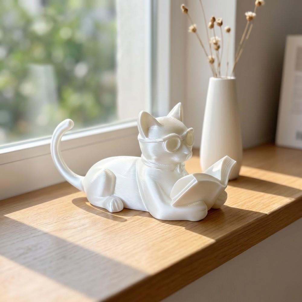 Cute Desktop Cat Decorations Creative Decorative Cat Statues Reading Cat Ornament Bedroom Decor