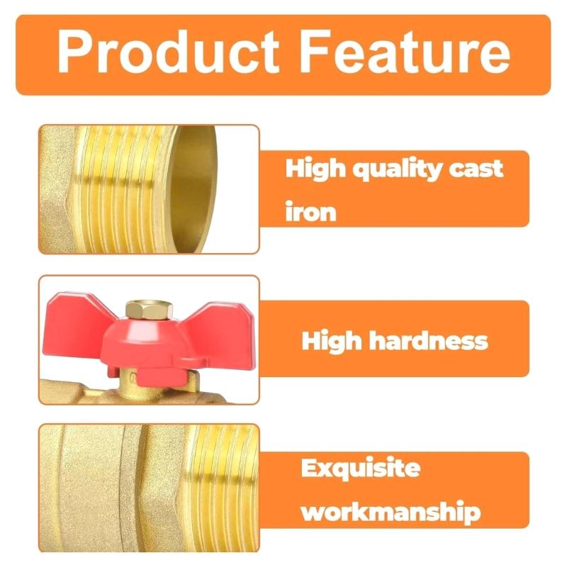 Brass Ball Valves 1inch Male Female Thread Connector Shut Close Valves With Butterfly Handle Quick Connector Ball Valves
