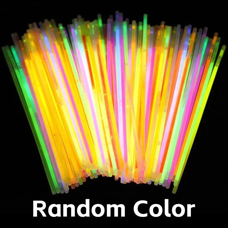100/10pcs Luminous Glow Sticks Fluorescence Colorful Glowing in Dark Stick DIY Bracelet Necklace Glowstick Christmas Party Decor