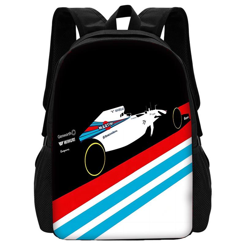 Racing M-MartiniS S-StripeS Kinder Schoolrugzak met Lunchtassen, Etui's, Schooltassen voor Jongens Meisjes Beste Cadeau