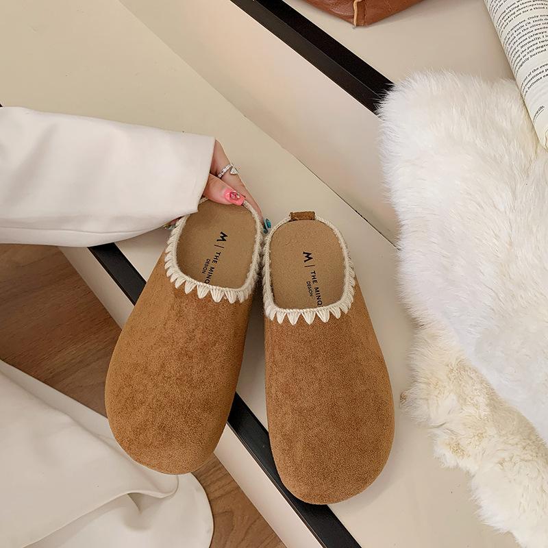 

Fashion niche cotton shoes women s 2025 spring and autumn new Internet celebrity soft sole warm casual cotton slippers 35 коричневый