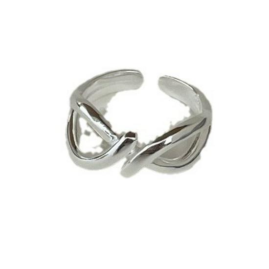 Su Chuang S925 Sterling Silver Interlocking Adjustable Ring for Women - Minimalist Niche Design