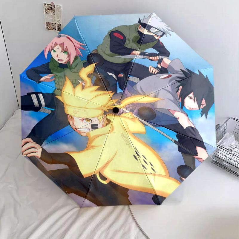 1 PC Automatic Folding Umbrella - Naruto Team Battle Pattern Portable Foldable Design With 8 Ribs Christmas Birthday Gifts
