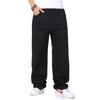 2024 Plus Size Men's Wide Leg Solid Color Denim Skateboard Pants - Spring/Autumn Loose Fit, Hip Hop Style