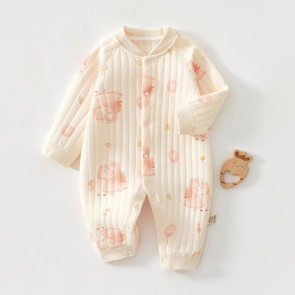 Infant Warm Cotton Long Sleeve Bodysuit: Boneless, Padded for Crawling - Perfect for Spring, Autumn, Winter
