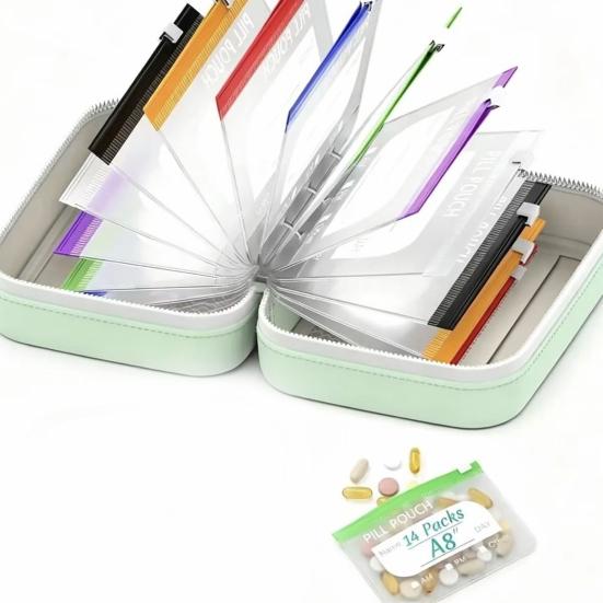 Waterproof Pill Bag Set Travel Medicine Pill Organizer Storage Clip with Zipper Box for Outdoor Travel