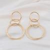 Three Circle Big Round Loop Simple Drop Earrings for Women Geometric Wedding Party Jewelry Christmas Girl Friend Gift