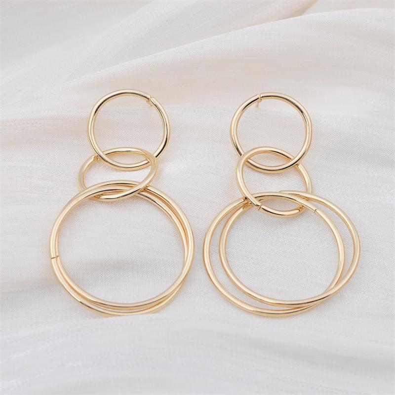 Three Circle Big Round Loop Simple Drop Earrings for Women Geometric Wedding Party Jewelry Christmas Girl Friend Gift