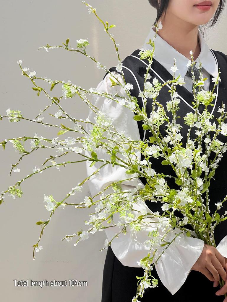 Snow Willow Branch Fake Floral Arrangement for Living Room or Dining Table Décor