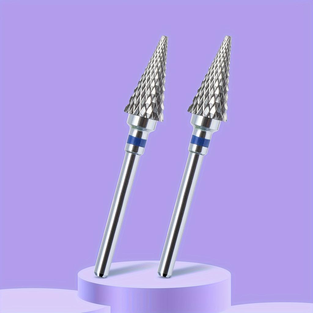 2PCS Tungsten Carbide Nail Drill Bits Gel Polish Remover 3/32 Inch Nail Art Files Cuticle Milling Cutter For Manicure Pedicure