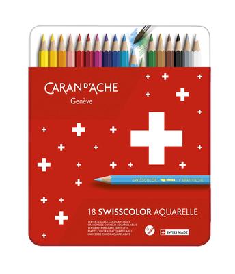 Caran Swiss Color Water Soluble Colored Pencils 18 Color Set Can d'Ache 1285-718