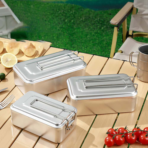 Insulated Aluminum Lunch Box, Freshness-preserving, Traditional Japanese Bento Box, Thick Rectangular Aluminum Lunch Box, Large Outdoor Lunch Box, Nos