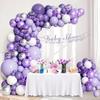 Kit Ghirlanda Palloncini Viola Metallico da 98 Pezzi, Palloncini Viola Metallico Argento Bianco per Matrimonio, Compleanno, Anniversario