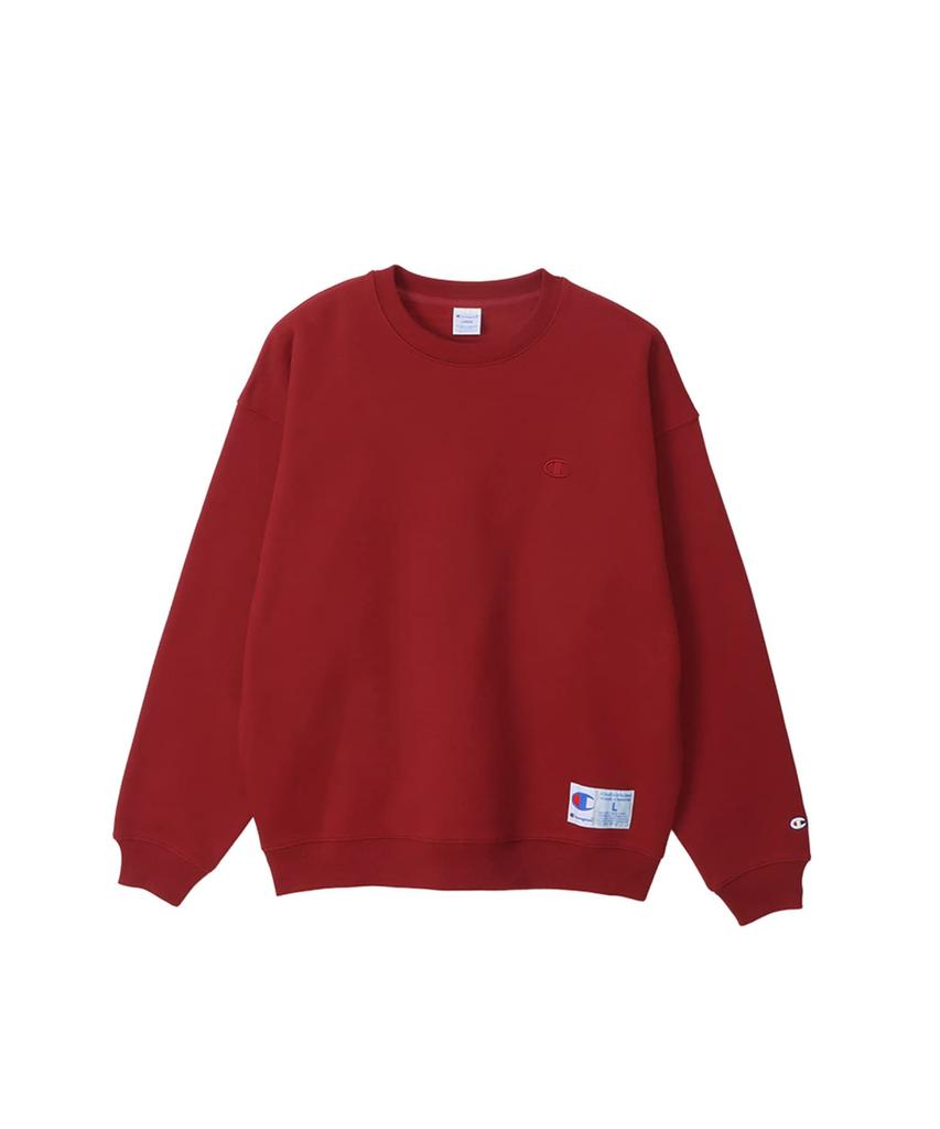 Sweat-shirt à manches longues en coton USA LooseFit avec logo One Point et col ras du cou, style Action, bordeaux [Champion] C3-Y034 pour homme