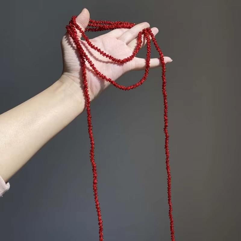 Fashion Red Multilayer Beaded Necklaces for Women Vintage Solid Color Handmade Bead Waist Chain Charm Jewelry Accessories красный