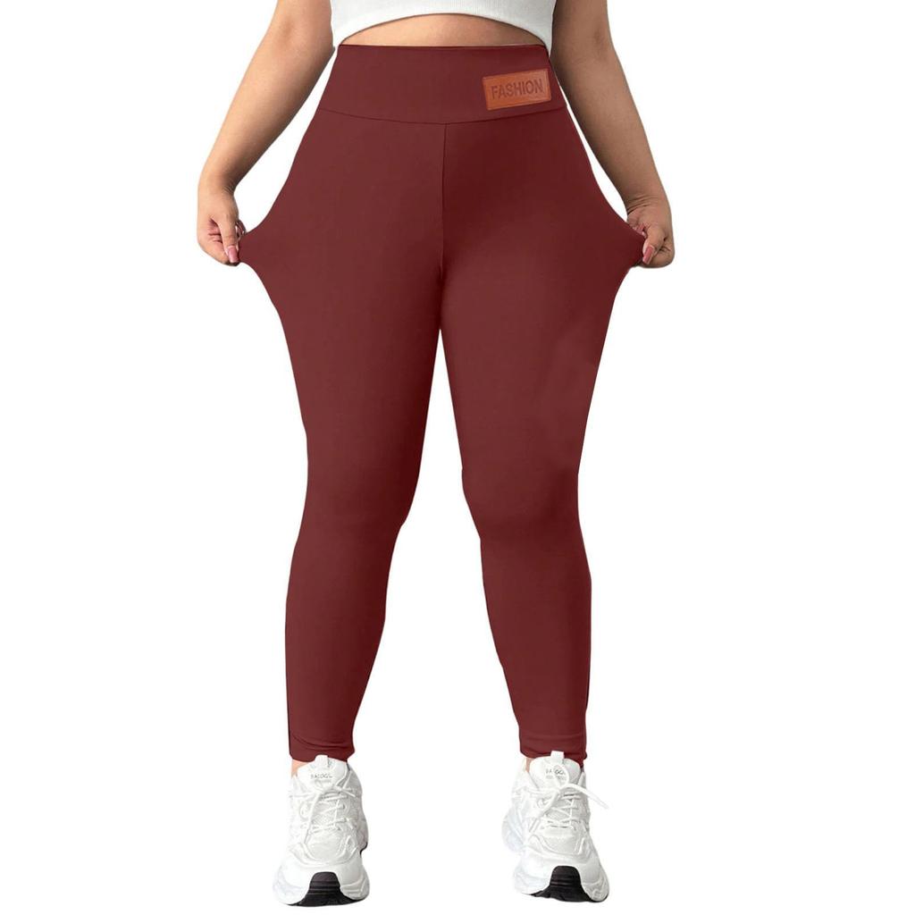 Ladies' Lamb Wool Thickened High Waisted Slimming Pencil Pants With Bottom And Warm Pants
