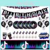 Set de Suministros Coloridos para Fiesta de Cumpleaños de Tik Tok con Divertida Vajilla, Decoración, Platos, Vasos y Pancarta