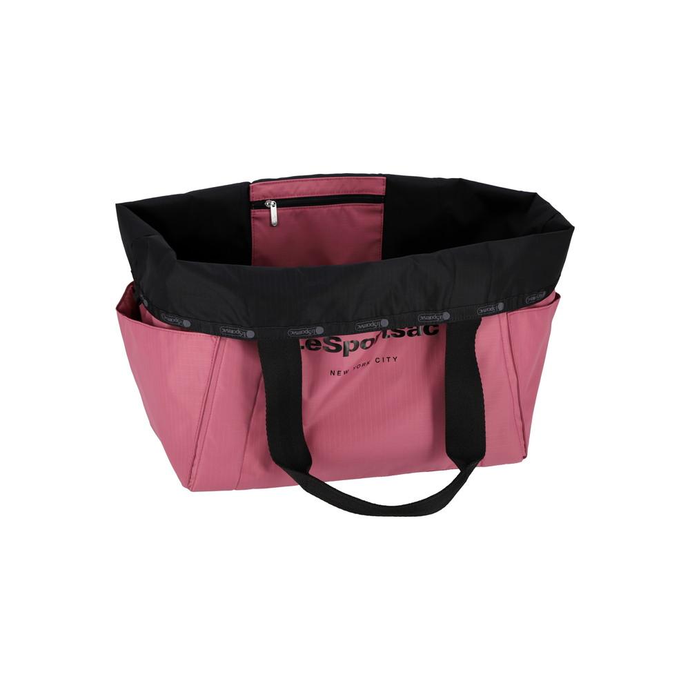 Lesportsac Two-Way Black/Mauve E/W Reversible Pocket Tote Bag [1043.Lb47]