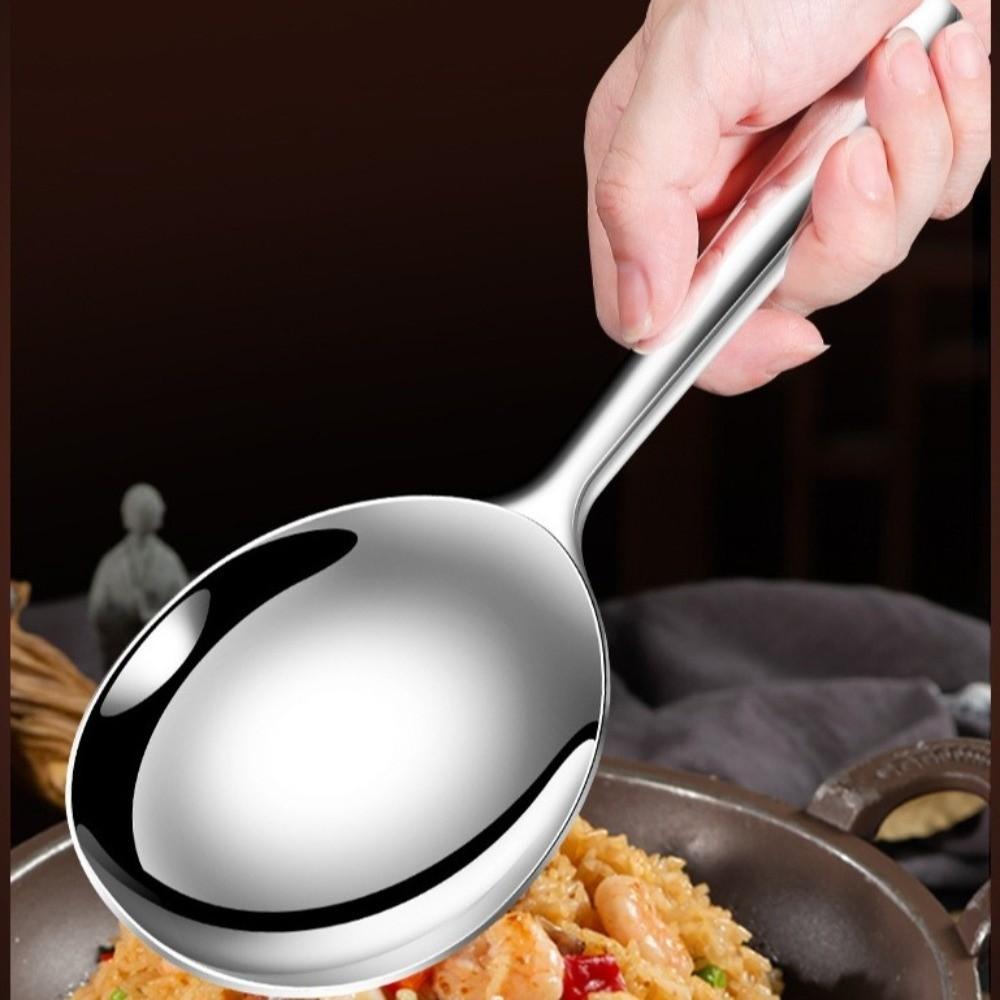 304 Stainless Steel Large Soup Spoon Rust-proof Deepen Communal Spoon Food Grade Simple Big Colander Restaurants