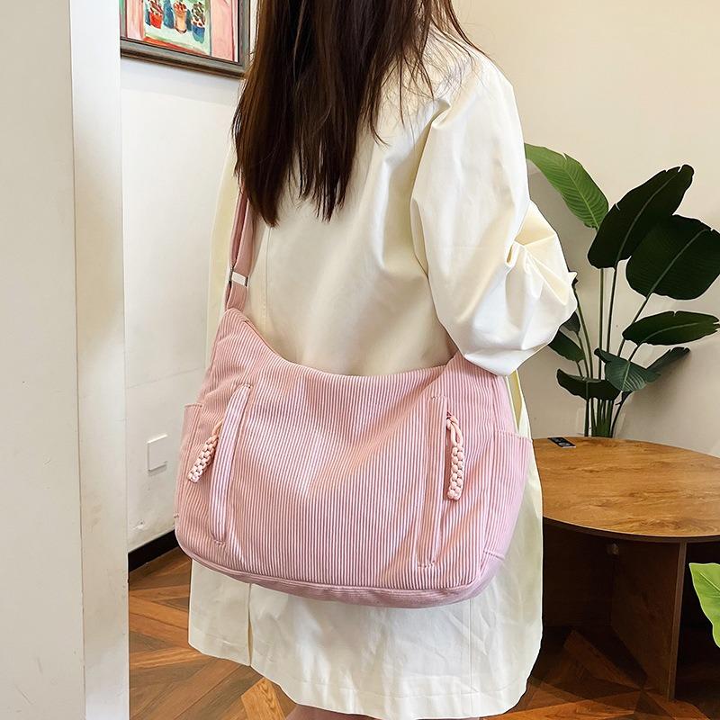 Crossbody dumpling bag large capacity corduroy female college student cloth bag new fashion versatile single shoulder tote bag