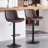 1Pc Bar Stools, Leather Barstools Swivel Adjustable Counter Height Barstool, Upholstered Highchair with Back, Bar Chair