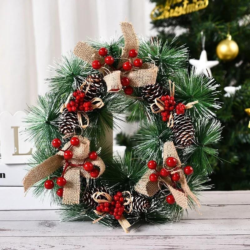 Christmas Wreaths Door Artificial Rattan for Home Window Wall Indoor Outdoor Christmas Decoration  Hanging Ornaments