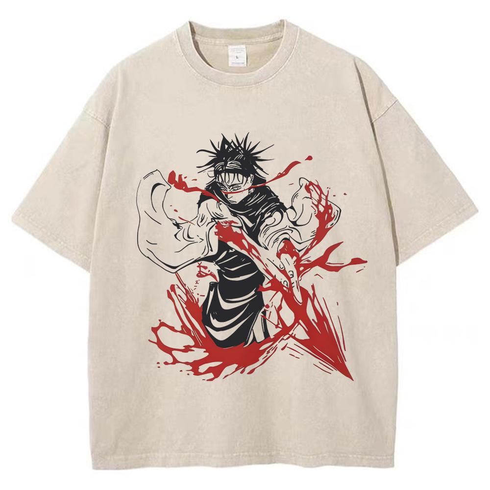Anime Jujutsu Kaisen Fushiguro Toji Printed T Shirt Men Women Manga Tshirts Washed Cotton T-shirt Harajuku Unisex Oversized Tee