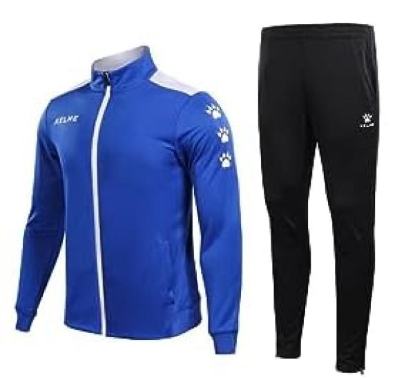Tracksuit Set Sleeve Top Sportswear for and Mountaineering and [Kelme] Men's (Long & Pants) - Walking, Hiking, - Moisture-wicking Quick-drying (Blue,