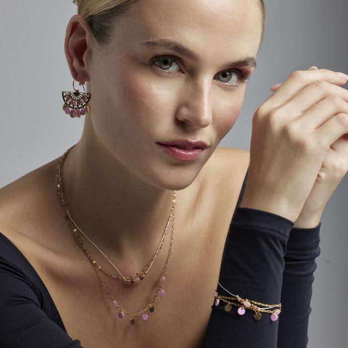 Bracelet - Luxenter - Omlia - Quartz Rose - Finition or Jaune 18k - 16 Cm + 3 Cm D'extension