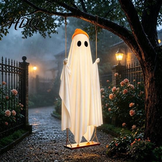 Outdoor Festive Ghost Decorations Halloween Indoor IP44 Waterproof Light Up Hanging Swing Cute Decoration DIY Weather Resistant Yard Ghosts