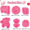 6 Pcs Valentine's Day Fondant Molds Wedding Fondant Cake Molds Bear Heart Love Lips Gift Shape Candy Silicone Molds Chocolate Mould for Cake Topper