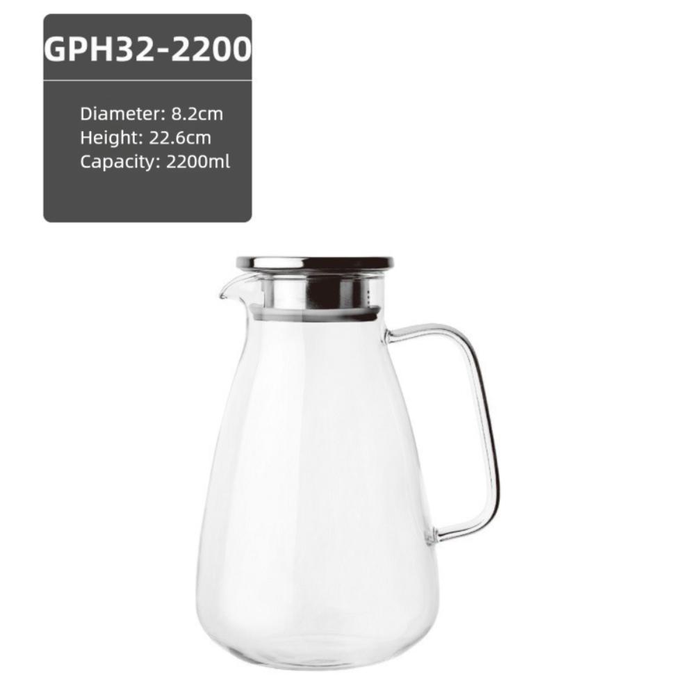 2600ml Glass Water Pitcher High Borosilicate Large Capacity Glass Cold Water Kettle Heat Resisttant with Lid Glass Tea Pot