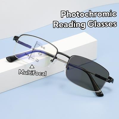 Photochromic Reading Glasses Men Progressive Multifocal Anti Blue Light Reading Glasses Hyperopia Presbyopia Glasses