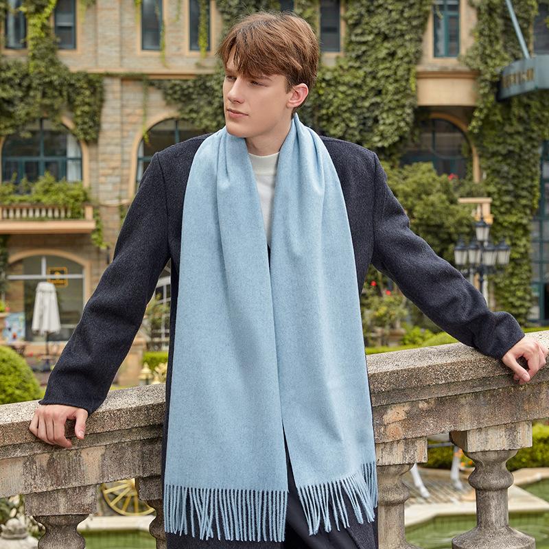 Men's Solid Color Scarf Autumn and Winter New Versatile Wool Scarf Korean Atmosphere Cashmere Scarf Women's Winter Warmth