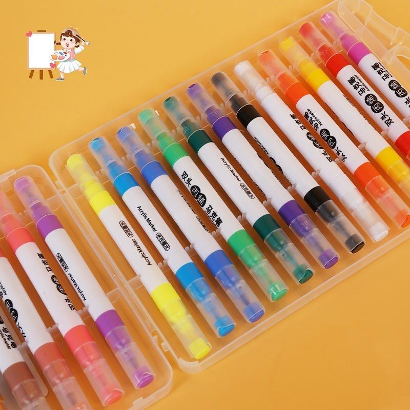 Double-Ended Layerable Acrylic Marker Pens with Soft Tips for Elementary Art Students