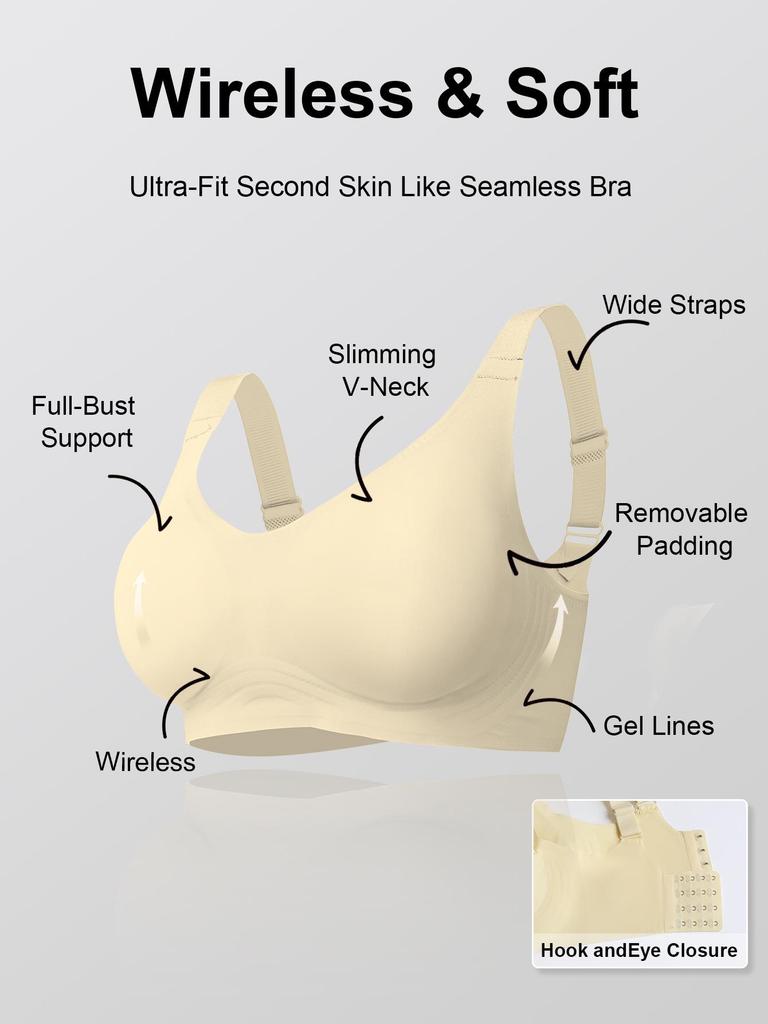 Seamless Wireless Women's Underwear with Removable Pads, European and American Sizes