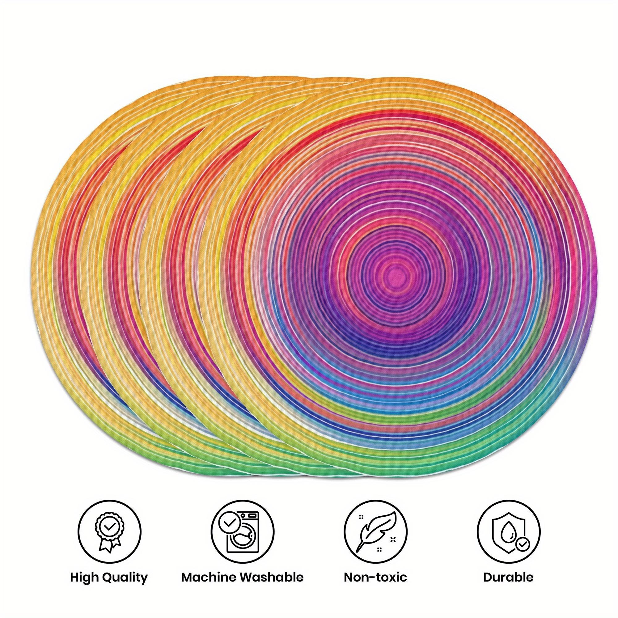 Rainbow Vortex Abstract Circular Table Mat Waterproof, Oil proof, Thermal Insulation Table Mat Dopamine Desktop Decoratio 2PCS-38x38cm