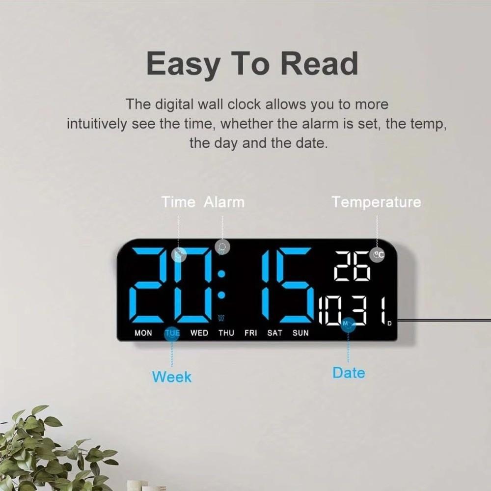 Brightness Adjustment Large Digital Clock 12/24H Format Alarm Clock Dual Alarms  Gifts for Seniors