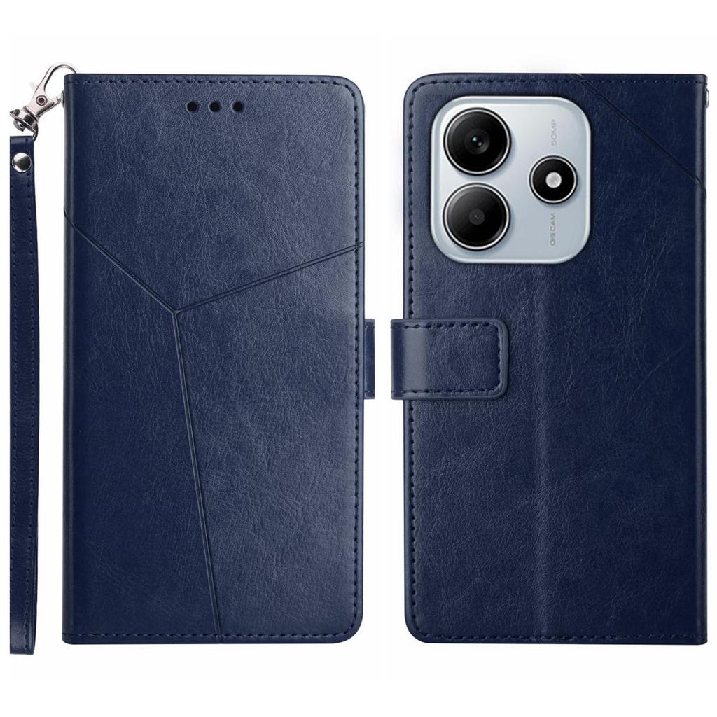 HT01 For Xiaomi Redmi Note 14 5G Case Y-Shaped Lines Imprint Leather Phone Cover