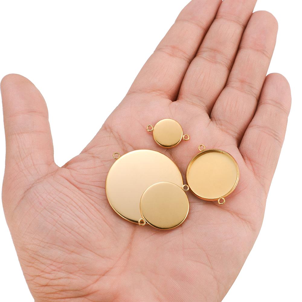 10 pièces Acier Inoxydable 6-30mm Base Cabochon Camée Couleur Dorée Plateau Rond Vide pour Collier Bracelet Fabrication de Bijoux Apprêts DIY