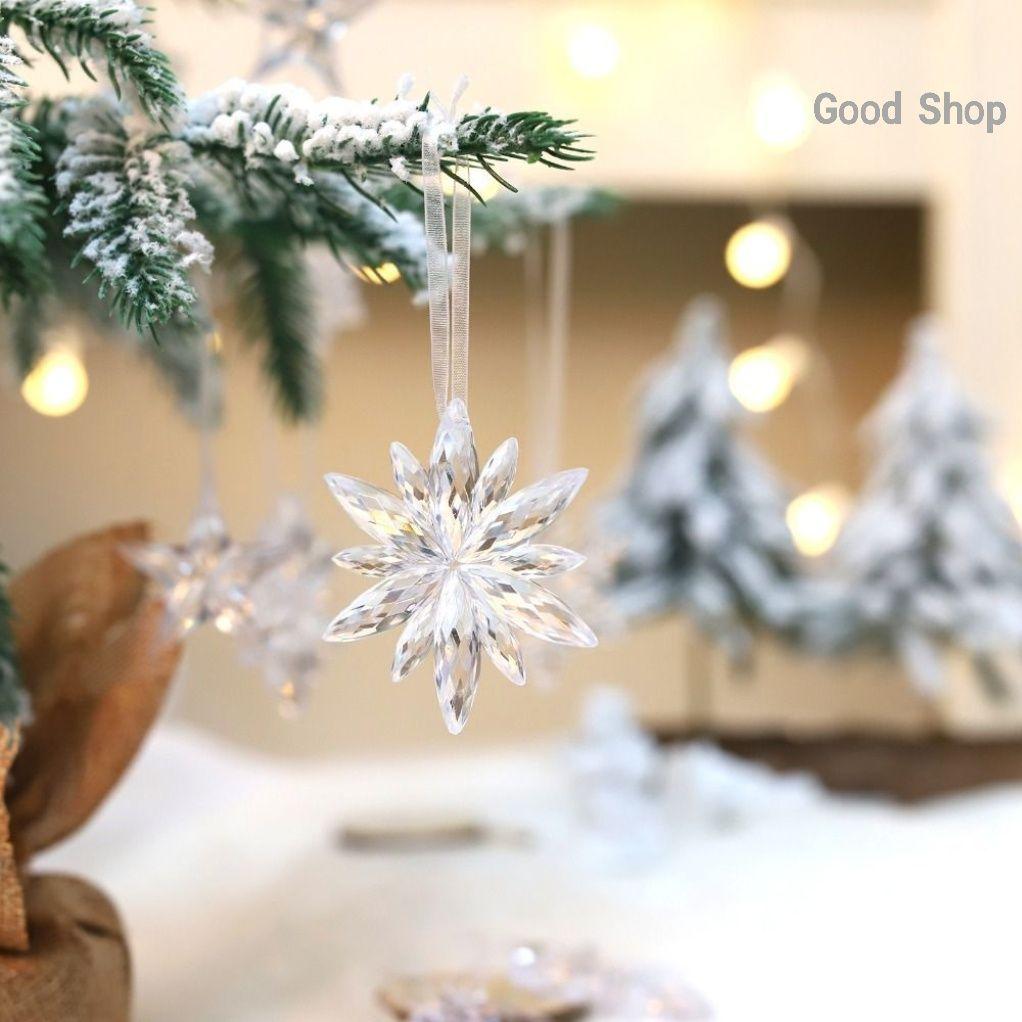 Christmas Tree Ornaments, Transparent Snowflake Pieces, Acrylic Crystal Creative Ornaments, Christmas Snowflake Pieces