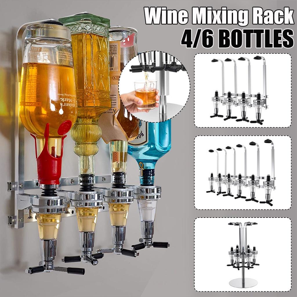 NEW Wall Mounted Cocktail Shaker Stand 4/6 Bottle Liquor Dispenser Wine Beer Alcohol Bar Beverage Dispenser Cocktail Alcohol