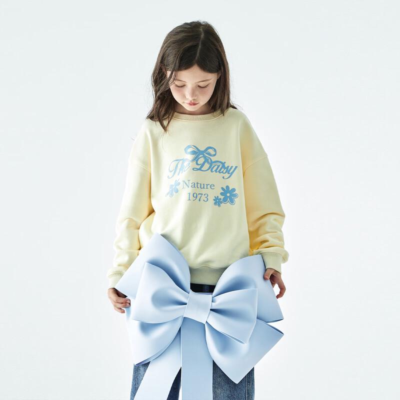 Kechu Girls Autumn Loose Round Neck Sweatshirt with Bow Print 140 cm