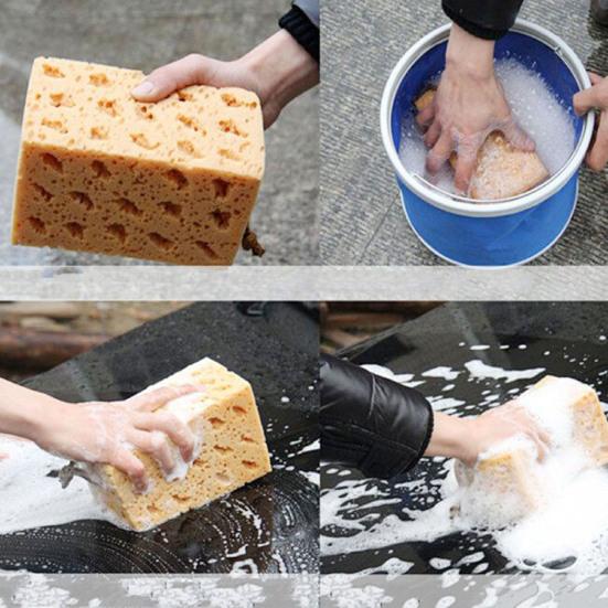 Biltvättsvamp Honeycomb Extra stort rengöringsverktyg Bil Gult svampblock