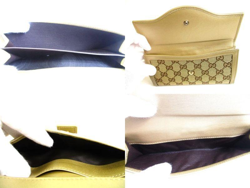 Authentic GUCCI GG Brown Canvas Beige Leather Soho Long Wallet #9499  Refurbished