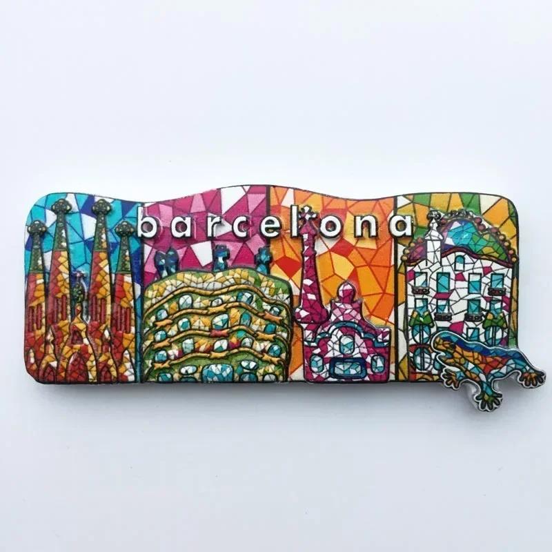 Barcelona, Spanien Mosaik Tourismus Gedenk Dekorative Handarbeiten Magnetischer Kühlschrankmagnet für Kühlschrankdeko