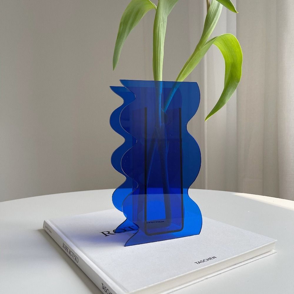 

Acrylic Floral Container Pot Wave Shape Flower Jar INS Hydroponic Vases Office срібний