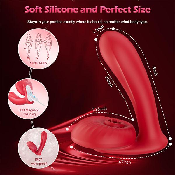 Wearable Vibrator 3IN1 App Female Sex Toy, G Spot Clitoral Nipple Vibrator, Tongue Licking Heating Sex Toy for Women